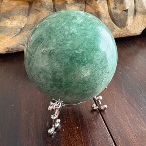 Green strawberry quartz sphere